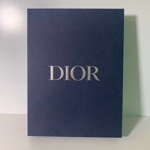 Dior Empty Blue Pebble Gift Box Silver Lettering w Tissue Paper | 14.5 x 11 x 3"